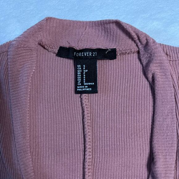 Forever 21 Knit Open Front Long Line Stretch Ribbed Cardigan Size Small Casual - Picture 3 of 7